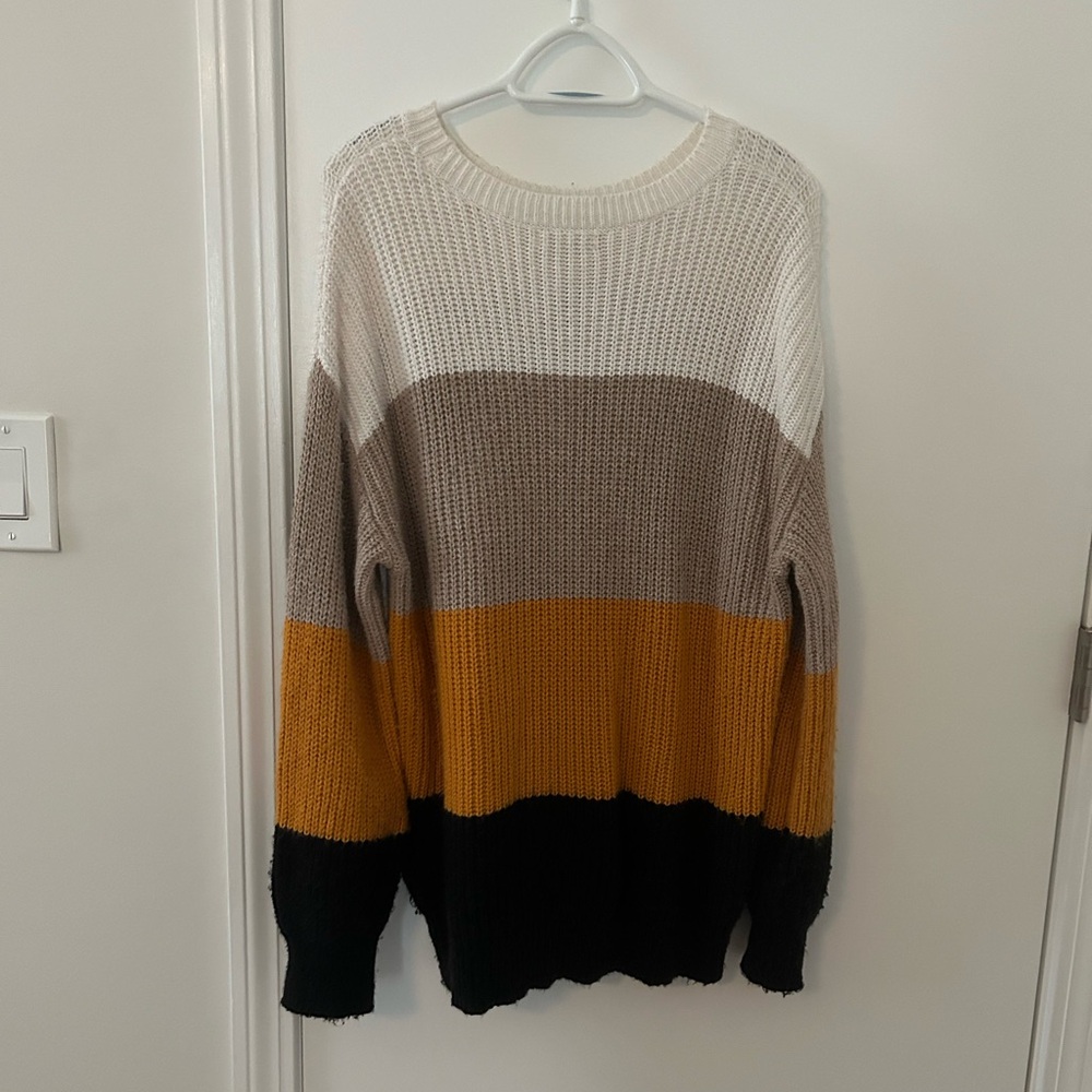 Eva Mendes Color Blocked Sweater